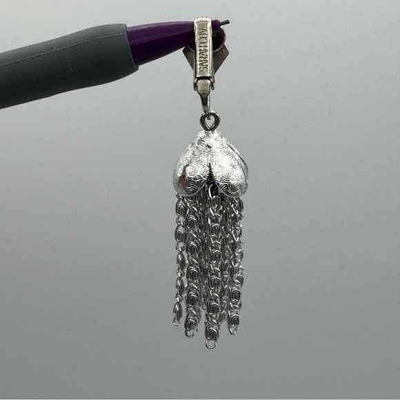Sarah Coventry Clip On Earrings Vintage Silver Tone Tassel Dangle 2” - Picture 4 of 6